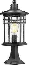 Emliviar Large Outdoor Post Light, 19 Inch Farmhouse Lamp Post Light Outdoor for Patio Garden, Pillar Lights Outdoor with Seeded Clear Glass, Black Finish, 6X20P-M BK