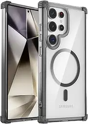 [RUNGOS] for Samsung S23 Ultra Case MagSafe [Strong Magnetic] [Mil-Grade 4-Corner Airbag Reinforcement] Clear Hard Back Shockproof Case for Samsung Galaxy S23 Ultra Case, Non-Slip Grip Cover 6.8''