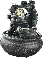 WeiLaiKeQi Indoor Waterfall Fountain Tabletop Fountain with Scene Light Water Fountain for Yoga, Style G
