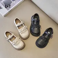 在飛比找Yahoo!奇摩拍賣優惠-韓版時尚洋氣2024春季新款女童鞋子兒童樂福鞋小皮鞋英倫風學