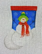 Hand-painted Needlepoint Canvas, Small Snowman Stocking, 18" mesh, NEW