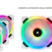 Corsair Light Loop Series, White LL120 RGB, 120mm PWM Fan, 3 Fan Pack with Lighting Node PRO. Two Years Warranty - Case Fans