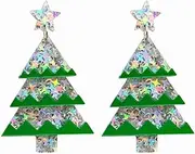 Ear Studs Trendy Christmas Tree Series Sliver and Colorful Iridescent Glitter Stars Small Round Color Film Acrylic Stud Earrings for Women Ear Stud (Size : B)