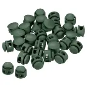 Cord Locks, 100 Pack Round Spring Toggle Stopper, Dark Green