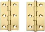 Cupboard Door Hinges 2 Pieces of Pure Copper Hinges Flat-Opening Cabinet Door Hinges Thickened Cabinet Wardrobe Flat-Head Hinges Door and Window Hinges Gold 3.9 * 6.2Cm