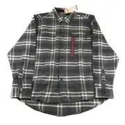 Woolrich Brawny Flannel Plaid Shirt Mens XL Gray Long Sleeves Thick Shacket NEW