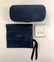 Gucci Sunglasses Eyeglasses Case Blue Velvet Clamshell Eyewear Case, new