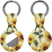 1PCS for Summer Sunflower Air Tag Holder Case Waterproof & Shockproof Anti-Scratch Protective Air Tag Cover with Keychain Ring Silicone Tags Holders for Luggage, Backpack, Keys, Pet