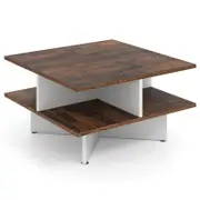 Costway 2-Tier Square Coffee Table Center Table
