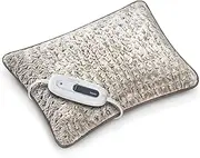 [Beurer] UHP48N Lux Heated Body Pillow, Lumbar Support Pillow for Back Pain Relief, Microplush Heated Pillow with 6 Temperature Settings and Auto Shut-Off, Back Pillow for Sore Muscles, Grey