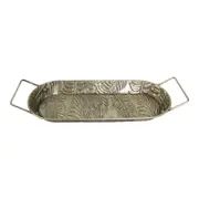 LVD Metal 44cm Leaf Serving Tray Storage w/ Handles - Silver