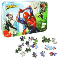在飛比找ETMall東森購物網優惠-漫威英雄蜘蛛人鐵盒拼圖玩具組木質拼圖100片隨機出貨 632