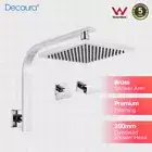 Decaura 8'' Gooseneck Rain Shower Head Set Brass Shower Arm 1/4 Turn Tap Set