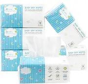 Orighty Baby Dry Wipes - Super Soft & Gentle Baby Washcloths, Use Wet or Dry, 100% Unscented Tissue for Babies Sensitive Skin, Ideal for Diaper Changes, Feeding, Nursing, Runny Nose & Drool, 600 Count