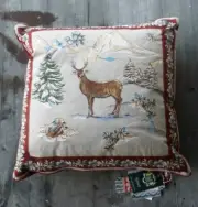 Hines of Oxford Winter Scene Tapestry Pillow – Reindeer - New