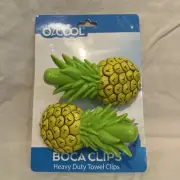 Pineapple O2 COOL Boca Clips for Towels Beach Chairs Patio Pool Heavy Duty NIP