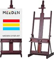 MEEDEN Walnut Large H- Frame Studio Easel, Solid Beech Wood Easel for Heavy Duty, Adjustable Floor Easel, for Acrylic, Watercolor, Oil Painting, Doing Pastel, Portrait Work, Hold Canvas up to 77"