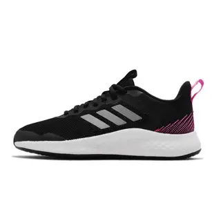 adidas 慢跑鞋 Fluidstreet 運動 女鞋 愛迪達 輕量 透氣 避震 路跑 健身 黑 銀 H04605