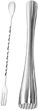 JECOMPRIS 1Set Stainless Steel Ice Muddler Set Swizzle Stick for Mashing Ice Citrus Spices for Cocktails Beverages Easy to Use Clean for Home Bartending
