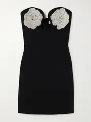 [Rebecca Vallance] Rebecca Vallance - Sachiel Strapless Crystal-embellished Crepe Mini Dress - Black - UK 14 UK 14 Black