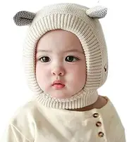 [XYX] Crochet Earflap Pilot Hats Rabbit Ears Beanie Cap Winter Warm Knit Caps for Toddlers Baby Girls and Boys