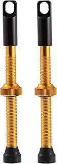 X AUTOHAUX 2pcs Universal Aluminum Alloy 60mm Bike Tubeless Valve Stems with Integrated Valve Core Tool for MTB Mountain Road Bicycle Tubeless Rims Gold Tone