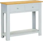 Console Table with 2 Drawers and a Shelf, Side Table Sofa Table Entryway Table Narrow Long for Front Hall, Hallway, Sofa, Couch, Living Room, Kitchen, 83x30x73 cm Solid Oak Wood