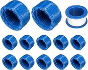 uxcell 12Pcs 3/4 Inch PT Female Thread PVC Pipe Fitting Cap, Cleanout Water Drain End Caps, Pipe Plug Socket Fittings with Tape for Water Heater Supply Lines, Plumbing, Blue