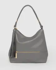 Grey Nina Double Strap Slouch Bag