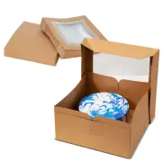 Spec101 Cake Boxes with Window 25pk 12 x 12 x 6in Brown Bakery Boxes, Disposa...