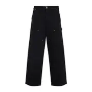 [Carhartt Wip] Carhartt Wip-Black Cotton Nash Double Knee Pants-Uomo S STAND