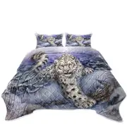 Wildlife Drawings Snow Forest White Leopard Coverlet