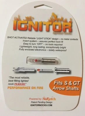 NuFletch Ignitor Shot Activated Lighted Nocks For S&GT Arrow Shafts Archery-RARE