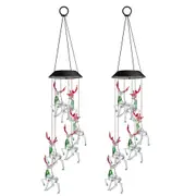 2Pcs Solar Christmas Mobile Lights Color Changing Wind Chimes Hanging Outdoor Solar Decorative Lights