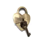 small PADLOCK Vintage stye antique HEART LOVE solid brass 2 keys heavy lock