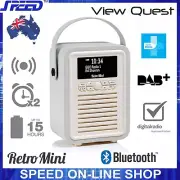 VQ View Quest Retro Mini DAB DVB+ FM Radio Bluetooth Portable Speaker-Light Grey
