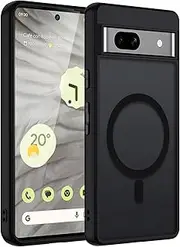 Magnetic Case for Google Pixel 8A Compatible with MagSafe, Translucent Matte Slim Mobile Phone Case Hard Case Scratch-Resistant PC Back + Silicone TPU Bumper Shockproof Protective Case - Black