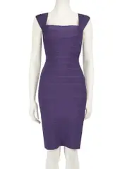 Purple Square Neck Bodycon Dress