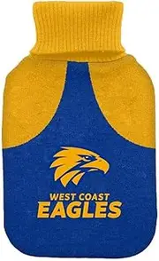 West Coast Eagles AFL Footy Rubber Hot Water Bottle and Cover 2L