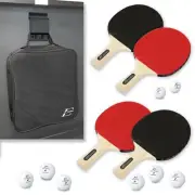4-Player Table Tennis Paddle & Ping Pong Ball Ball Set - Includes 4 Wooden Pi...
