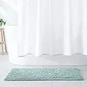 Amazon Basics Non-Slip Microfiber Shag Bathroom Rug Mat, 53 x 86 cms, Seafoam Green