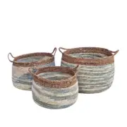 3pc J.Elliot Home NATRL 25/30/35cm Aurora Seagrass Storage Basket Organiser Set