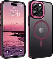 YINLAI Magnetic Case for iPhone 15 Pro Max Case, [Compatible with MagSafe] Skin-Friendly Touch Slim Fashion Color Blocking Shockproof Protective Phone Cases for iPhone 15 Pro Max 6.7", Hot Red