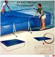 SQUARE POOL COVER 410X226CM FOR 4X2.1M SWIMMING POOL 58107 DUSTPROOF RAINPRF AU