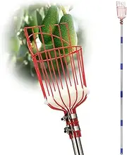 Pomelo Fruit Picker Pole Tool with Basket Telescoping Long Handle, 35-95 Inch Adjustable Apple Orange Picker Pole Tool with Basket for Avocado Acorn Lemon Pear Mango Tree Picker