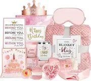 Birthday Gifts for Women, Get Well Soon Gifts for Women, Happy Birthday Box Relaxing Spa Kit with Tumbler Blanket for Mom Wife Friend Sister Coworker, Unique Care Package for Her