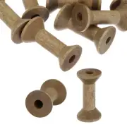 10Pcs Wooden Empty Spools 1.6" x 0.9" Sewing Thread Spool Brown