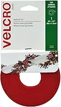 VELCRO Brand - Holiday Garland Ties - 30' x 1/2" Roll - Red