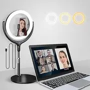 10'' Desktop Ring Light with Stand and Phone Holder, Desk Ring Light for Zoom Meeting, Video Recording/Make Up/Live Streaming/Online Video Call