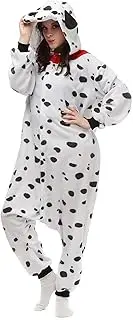 [KIGUZAN] Spotty Dog Onesie Dalmatian costumes for Women Men Adult Unisex Halloween Party Christmas Animal Pajamas